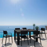 Loft Outdoor Dining Set with 6 Arm Chairs and 55 inch Extension Table Black ISP1281S-BLA