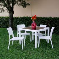 Miami Wickerlook Square Dining Set 5 Piece White ISP992S-WH
