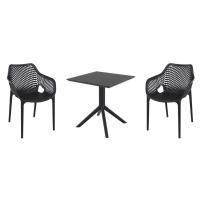 Air XL Dining Set with Sky 27" Square Table Black S007108-BLA