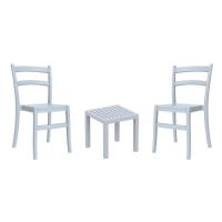 Tiffany Conversation Set with Ocean Side Table Silver Gray S018066-SIL