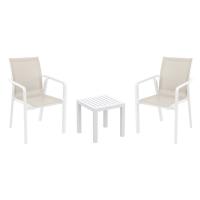 Pacific Balcony Set with Ocean Side Table White and Taupe S023066-WHI-DVR