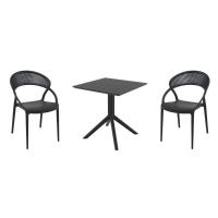 Sunset Dining Set with Sky 27" Square Table Black S088108-BLA