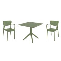 Loft Dining Set with Sky 31" Square Table Olive Green S128106-OLG