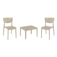 Lucy Conversation Set with Sky 24" Side Table Taupe S129109-DVR