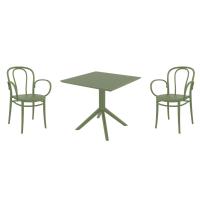 Victor XL Dining Set with Sky 31" Square Table Olive Green S253106-OLG