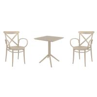 Cross XL Bistro Set with Sky 24" Square Folding Table Taupe S256114-DVR