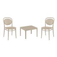 Marcel Conversation Set with Sky 24" Side Table Taupe S257109-DVR