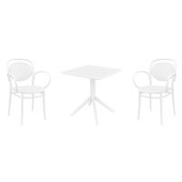 Marcel XL Dining Set with Sky 27" Square Table White S258108-WHI