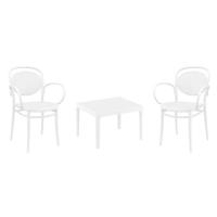 Marcel XL Conversation Set with Sky 24" Side Table White S258109-WHI