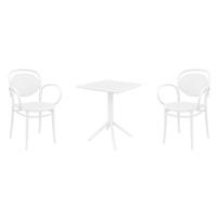 Marcel XL Bistro Set with Sky 24" Square Folding Table White S258114-WHI