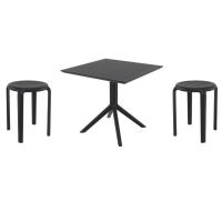 Tom Dining Set with Sky 31" Square Table Black S286106-BLA